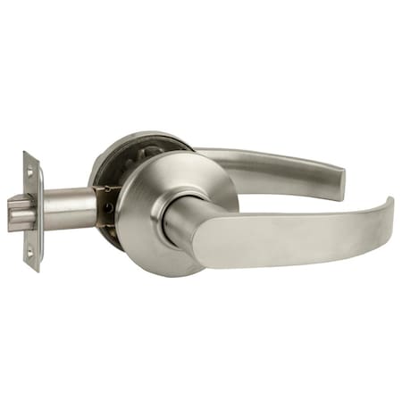 Grade 2 Tubular Lock, Passage/Closet Latch Function, Non-Keyed, Neptune Lever, Satin Nickel Finish,